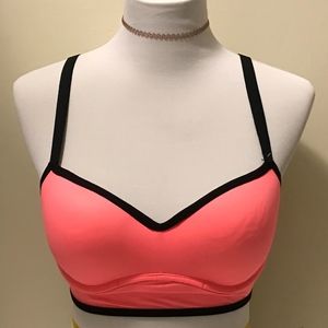 Victoria's Secret PINK Push-Up Caged Bralette Neon Coral Large NEW